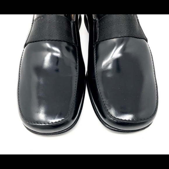 Prada Black Leather Web Dress Loafers - Picture 6 of 8